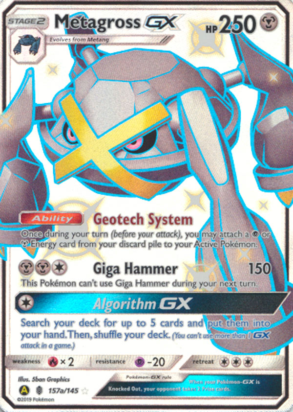 Metagross GX #157a from Hidden Fates Pokémon card set